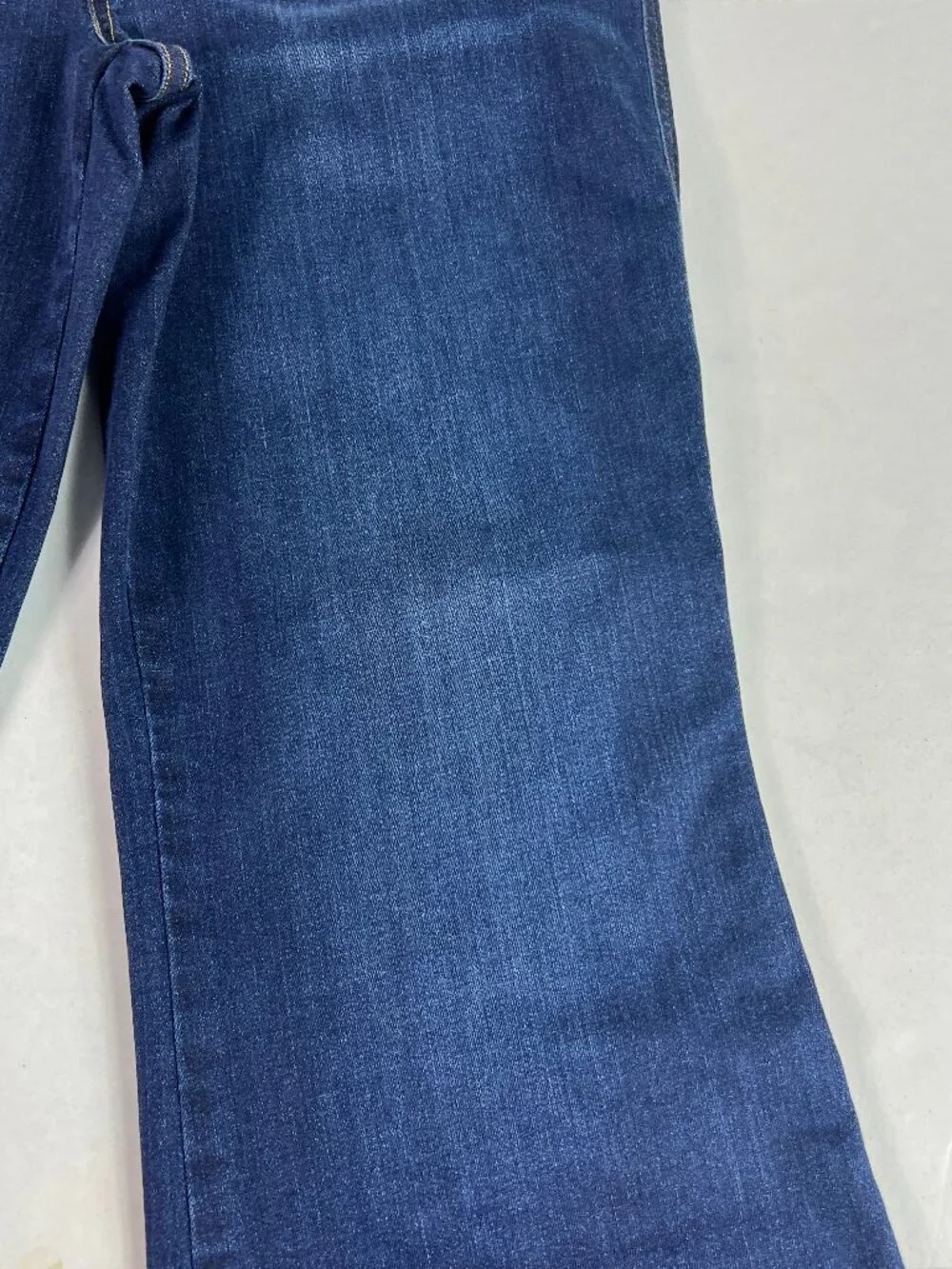 Spanx Jeans Women Petite 35x31* Pull On Flare High Rise Dark Blue Denim Tag 1X P